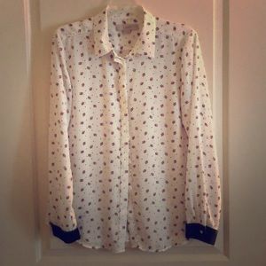 Silk patterned button down blouse
